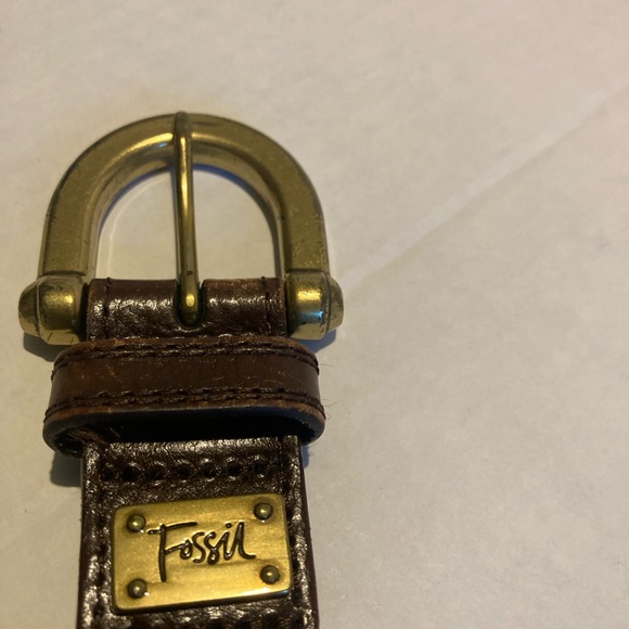 Fossil Dark Brown Leather Belt with Brass Buckle main image 12